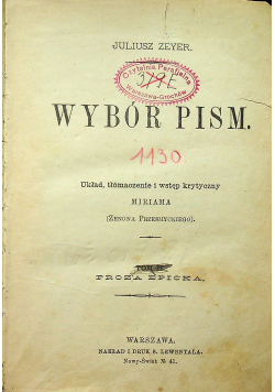 Zeyer Wybór pism 1900 r.