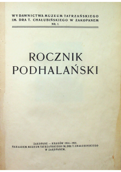 Rocznik Podhalański 1921r