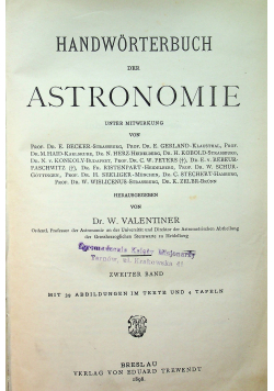 Handworterbuch der Astronomie Zweiter band 1898 r.
