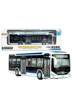 Autobus elektryczny miejski metalowy biały 1:42