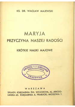 Maryja przyczyna naszej radości 1938 r