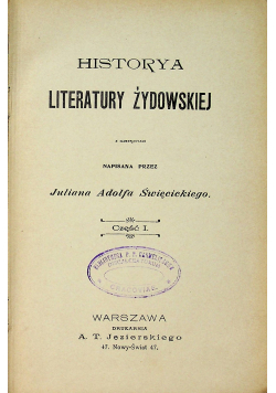 Historya literatury żydowskiej Część I 1902 r