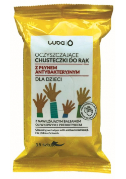 Chusteczki do rąk dla dzieci z płynem antybakter.