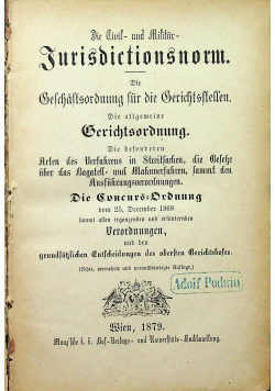 Die Civil und Militar Jurisdictionsnorm  1879 r.