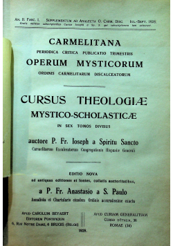 Cursus Theologiae Mystico Scholasticae Tom 3 1928 r.