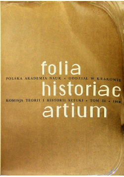 Folia historiae artium tom III