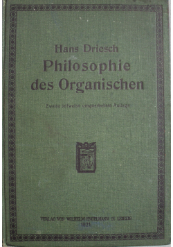 Philosophie des Organischen 1921 r.