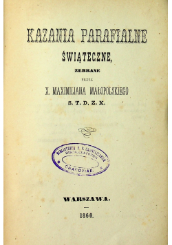 Kazania Parafialne świąteczne 1860 r.