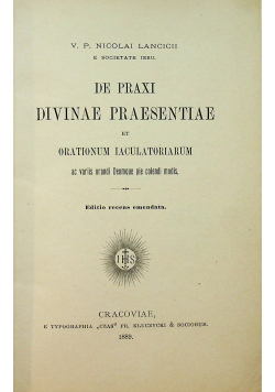 De Praxi Divinae Praesentiae et Orationum Iaculatoriarum 1889 r.