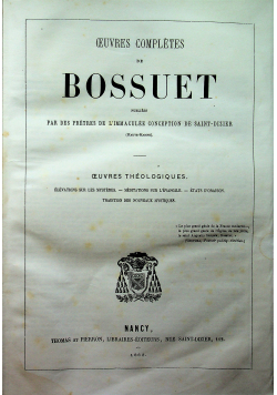 Oeuvres de Bossuet tom IX 1863 r.