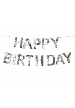 Baner Happy Birthday srebrny 2.2m