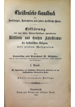 Chriftenlehr Bandbuch Machtler 1 1905 r.
