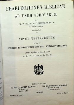 Praelectiones Biblicae ad Usum Scholarum Novum Testamentum Vol II