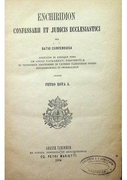 Enchiridion confessarii et judicis ecclesiastici 1884 r.