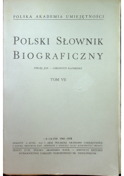 Polski słownik biograficzny tom VII