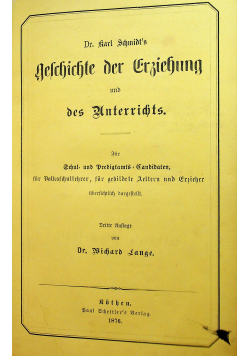Geschichte der Erziehung und des Unterrichts 1876 r.