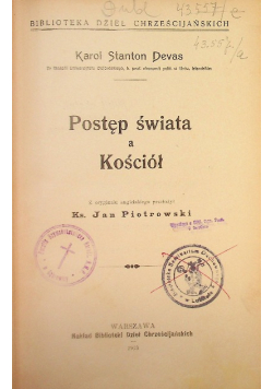 Postęp świata a Kościół, 1913 r.