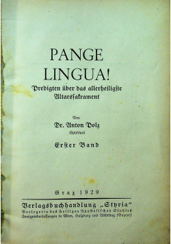 Pange Lingua 1929 r.