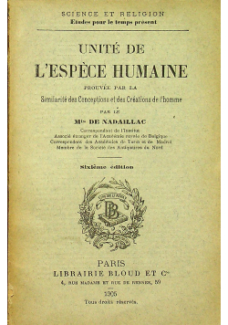 Unite de lespece humaine 1905r.