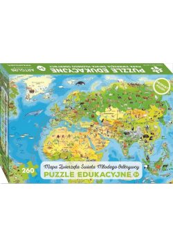 Puzzle 260 -Mapa Zwierzęta Świata Młodego Odkrywcy