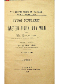 Żywot popularny świętego Wincentego a Paulo 1896 r