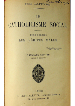 Le Catholicisme Social I
