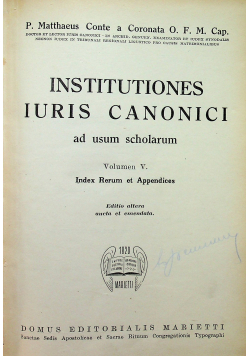 Institutiones iuris Canonici volumen V 1820 r