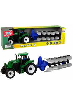 Traktor z pługiem zielony