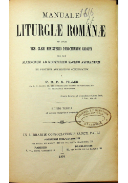 Manuale Liturgiae Romanae 1894 r.