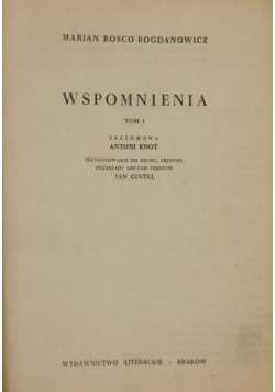 Bogdanowicz Wspomnienia Tom I