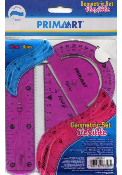 Zestaw geometryczny szkolny elastyczny 15 cm 3 części