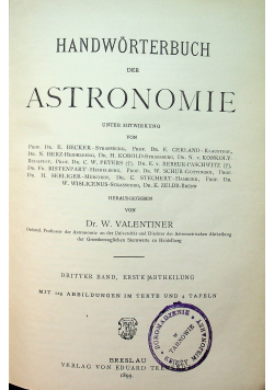 Handworterbuch der Astronomie Dritter band 1899 r.
