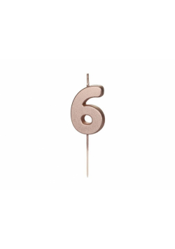 Świeczka urodzinowa 6 różowe złoto 4.5cm