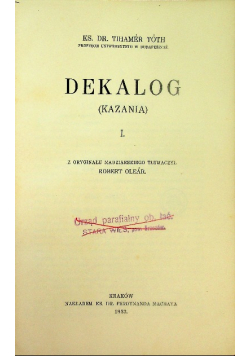 Toth Dekalog Tom 1 i 2 1933 r.