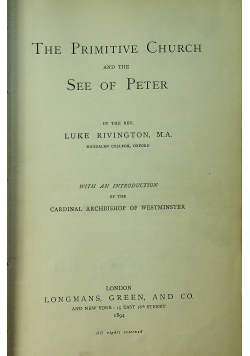 The primitive church and the see of Peter 1894 r
