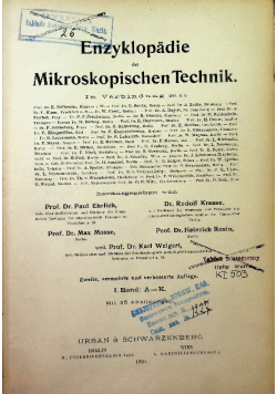 Enzyklopadie der Mikroskopischen Technik, 1910 r.