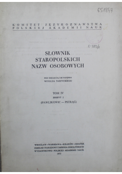 Słownik staropolskich nazw osobowych Tom IV zeszyt 2