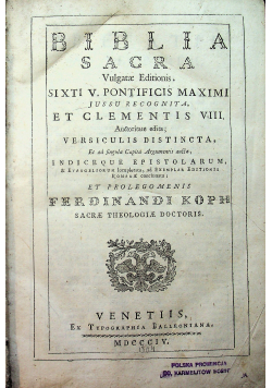 Biblia sacra Vulgatae Editionis 1804 r.