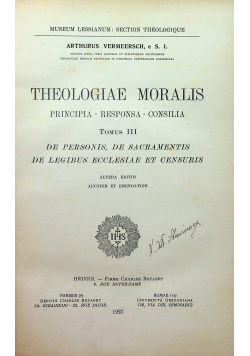Theologiae moralis Tomus III 1927 r