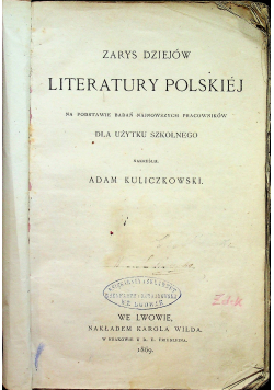 Zarys dziejów literatury polskiej 1896
