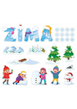 Dekoracja zimowa - Krajonbraz: zimowe zabawy 27el