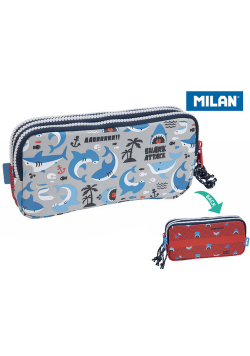 Piórnik 3 komorowy MILAN SHARK ATTACK czerwony
