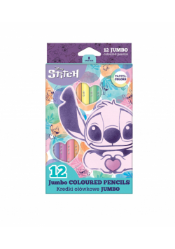 Kredki ołówkowe trójkątne Disney Fashion Jumbo 12 kolorów pastel