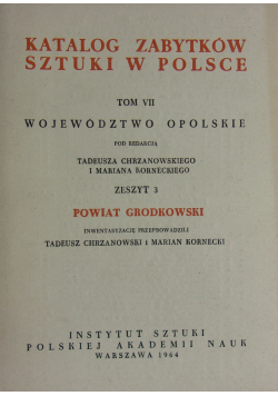 Katalog zabytków sztuki w Polsce Tom VII zeszyt 3