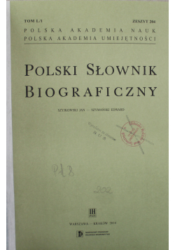 Polski Słownik Biograficzny Tom L zeszyt od 204 do 207