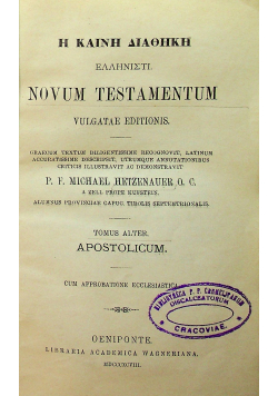 Novum Testamentum Tom II 1898 r.