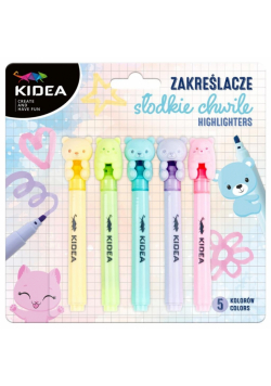 Zakreślacze Słodkie chwile 5 kolorów Kidea