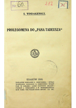 Prolegomena do Pana Tadeusza 1918r