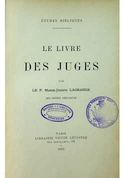 Le Livre des Juges 1903 r.