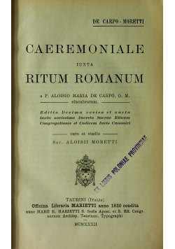 Caeremoniale iuxta Ritum Romanum 1932 r.